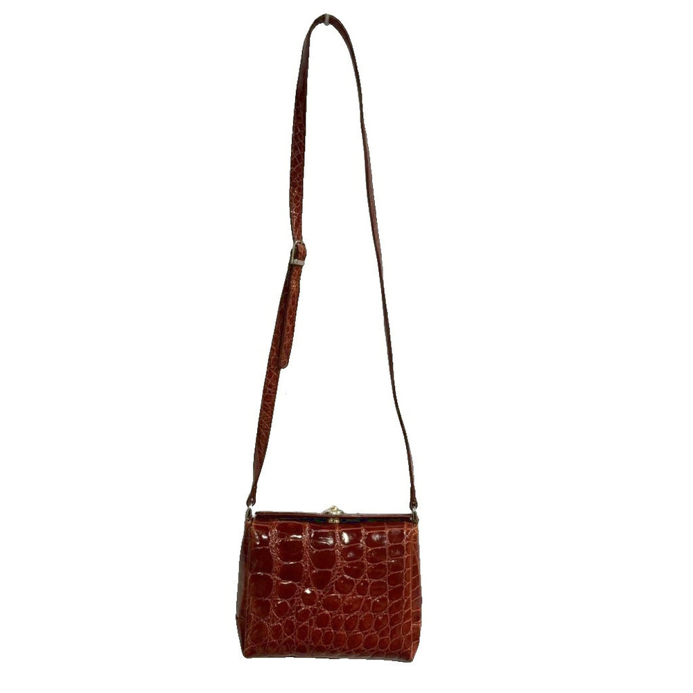shoulder bag crocodile embossed brown